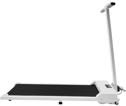 Elektriskt löpband, platt löpband Walking Pad löpband med LED-skärm, små löpband för hem, kontor, jogging, fitness, träning, 180 kg användarkapacitet (vit)