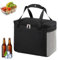 16L Kühltasche Klappbare Schwarz Thermo Tasche,Kühlbox Tragbare Eistasche Faltbar,25 * 15 * 18cm Thermotasche,Picknicktasche,Leicht zu Reinigen,Geeignet für Büro,Camping,Reisen,Picknick
