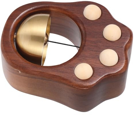 Luxshiny Timbre del Oso Timbre para Apertura De Puerta De Madera Magnético del Aula Campanilla De Madera De La Puerta Campanillas Nogal Negro Café