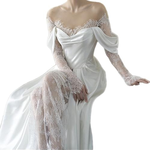 Enigmaire Abiti da Sposa Donna,Abito da Sposa per Matrimonio Civile,Donna Abiti da Sposa A Maniche Lunghe,Sexy Ed Elegante,Adatto per Feste Serali,Balli di Fine Anno