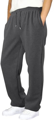 CPIDAH Boys Sweatpants Baggy Sweatpants for Boys Straight Leg Open Bottom Trousers Elastic Waist Athletic Joggers Sweat Pants with Pockets Dark Gray 9-10 Years