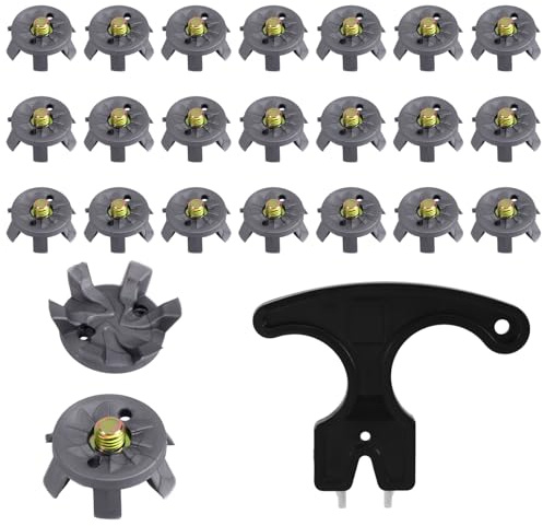 21pcs Ensemble de Crampons pour Chaussures de Golf, Comprenant 20 Rechange et 1 Clé à Crampons pour Les Amateurs Joueurs Golf et Cricket