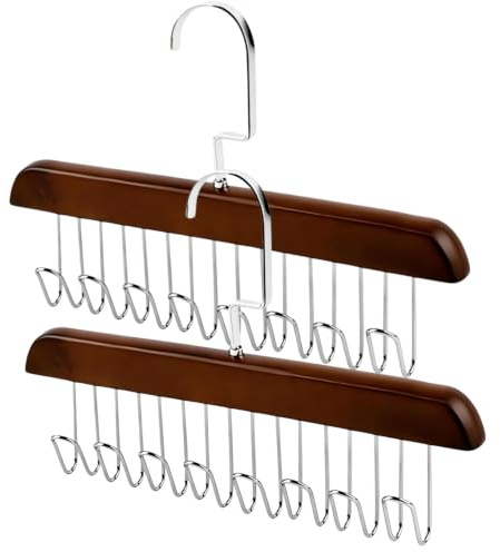 2 Pièces Porte-Ceinture en Bois Robust,Cintres Antidérapants en Bois pour Ceinture Cintre Multifonction pour organiseurs de Placard et Rangement Organisateur.(Marron)
