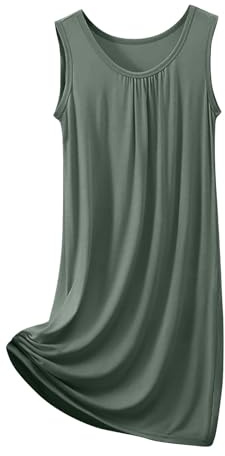 Générique Pyjama pour Femme-Chemise de Nuit Femme été Confortable sans Manches Tenue décontractée Basique col Rond Robe Nuit légère Douce détente Maison