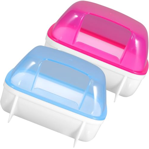 WATIIFUFU Salle de Bain de Sable pour Chinchillas et Hamsters, Bac en Plastique Bleu Transparent, 2 Pièces, pour Maison et Voyage, Soulage Le Stress des Petits Animaux