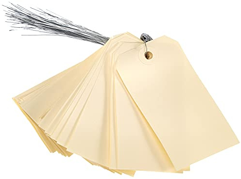 AVERY Boîte de 1000 Étiquettes Américaines Kraft avec Œillet et Fil de Fer 100 x 51 mm Étiquette Prix Étiquette Vêtement Carton Troué pour Boutique Brocante et Stock