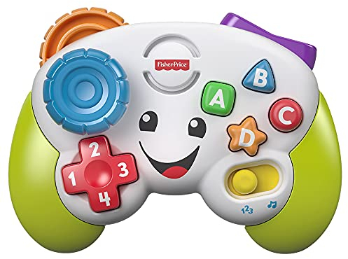 Fisher-Price Lernspaß Spiel-Controller für Babys und Kleinkinder in Grün, Videospiel-Attrappe mit Musik und Leuchtfunktion für Babys ab 6 Monaten, Version: Polnisch, FWG20