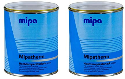 2x MIPA Mipatherm Silber Thermolack Ofenlack hitzebeständig bis 800°C 750 ml