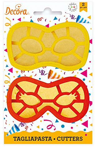 DECORA, 0255136 Kit d'emporte-pièces masques de carnaval, Le kit idéal pour créer des décorations en pâte à sucre ou en pâte à gomme, Fabriqué en Italie, Design original. Ensemble de 2 pièces.