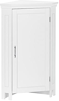 RiverRidge Somerset Bathroom Corner Floor Linen Storage Cabinet, White