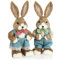 com-four® 2X Conejo de Pascua de Paja XL Hecho a Mano - Conejo de Pascua Decorativo de 42 cm para decoración de Pascua - Figuras de Paja para Pascua (02 Pieza 42cm Mujer + Hombre)
