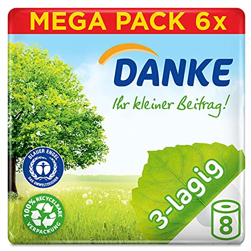 Danke Toilettenpapier Großpackung, 8x150 Blatt, 6 Stück