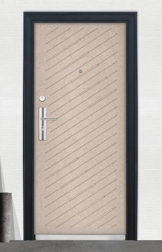 Porta Blindata Con Maniglia In Acciaio Inox E Spioncino Portone Moderno In Metallo E Rivestito In Pvc Con Apertura Sia A Destra Che A Sinistra P14 (Apertura interna destra)