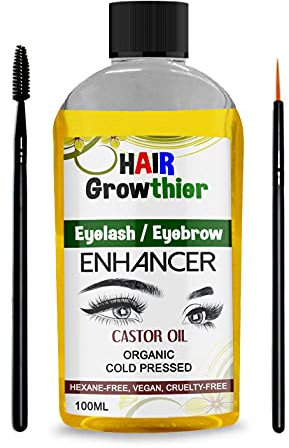 Olio di ricino biologico puro al 100% per ciglia, sopracciglia, crescita dei capelli, cura del corpo (100 ml)