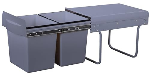 KITCHEN MOVE Poubelle encastrée coulissante de cuisine 2 compartiments 36L (2x18L) HYPE avec seau