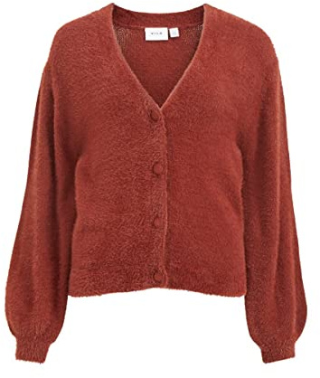 Vila Vilajuli Ls Oversize Rev Knit Cardi-Noos Cardigan, Fired Brick, S Femme