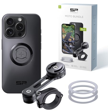 SP CONNECT Moto Bundle | SPC+ | kompatibel mit iPhone 15 Pro Handyhalter für Motorrad Bike Moped Roller | Gadget Halterung für Navi