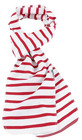 modAS Unisex Schal Bretonischer Kettelrandschal - Herrenschal Damenschal aus Baumwolle Größe 18 x 160 cm in Weiß-Rot