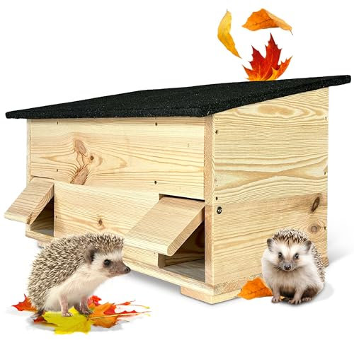 gartenetage Igelfutterhaus mit Zwei Eingängen und Rattenklappen/Igelhaus Winterfest mit Boden Katzensicher/Igelfutterhaus produziert in Deutschland & aus zertifiziertem Holz
