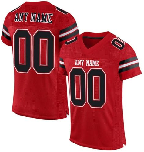 American Football Custom Jersey for Men Women Youth Personalised Name Number Team Name Logo Jerseys Customise Breathable Sports T-Shirts Quick Dry Rugby Uniform Moisture Wicking Active Tops