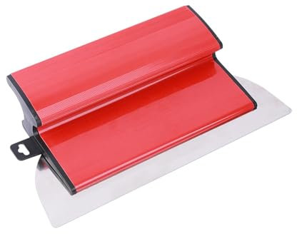 CLKE Lame d'écrémage de cloison sèche de 25 cm, spatule de lissage de haute qualité, truelle de finition de peinture, outils de plâtrage mural pour ciment et béton (rouge)