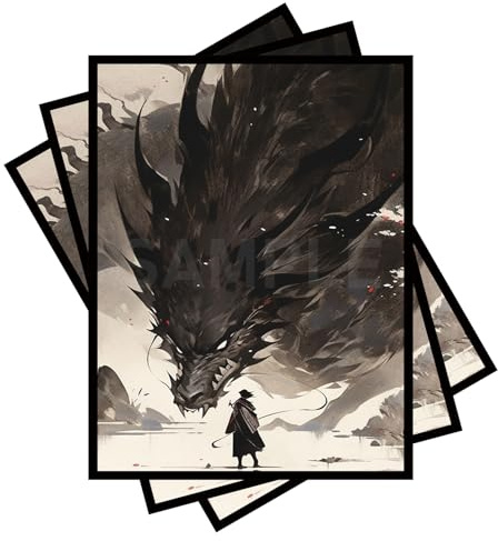 100 custodie per carte TCG/MTG, dimensioni 6,6 x 9,1 cm. Applicabili a OCG CCG DTCG PTCG, per carte di dimensioni standard - Black Dragon