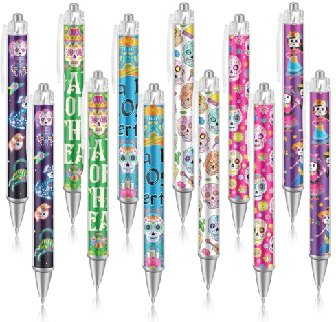 HOWAF 12 Boligrafos Halloween, Bolígrafos de Tinta de Gel de Dia De Muertos Boligrafo Esqueleto Regalo para Dia De Muertos Decoracion, Halloween Decoracion