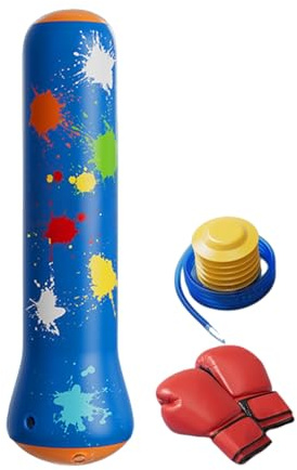 Sacco da boxe gonfiabile, attrezzatura da boxe per bambini, sacco a rimbalzo rapido con base resistente, giocattolo da boxe in materiale morbido, borse da allenamento per bambini con design divertente