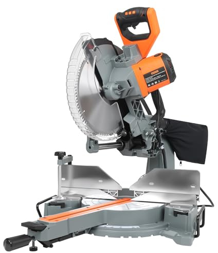 Prostormer 12-Inch Sliding Compound Miter Saw, 15-Amp Corded Dual Bevel Miter Saw with LED Light & Sliding Arm, for Wood, Decking, Laminate Cutting