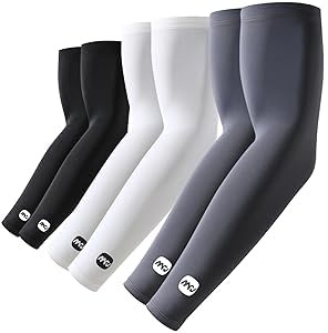 ROCK TAKIN UV solskydd arm gaming för män kvinnor, UPF 50+ kylning armvärmare sommar kompression tatuering armvärmare unisex armvärmare för cykling basket golf baseboll fotboll – 3 par, 3 par – svart