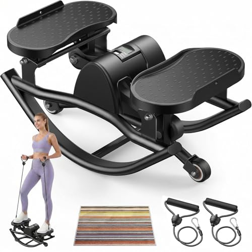 ExeractFit Upgraded Rock Stepper Fitness Casa, Movimento Laterale Mini Twist Stepper Silenzioso Delicato Sulle Articolazioni per Fianchi, Gambe, Glutei(Nero)