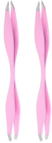 PHENOFICE Pinzas de Acero Inoxidable Doble Punta para Cejas y Pestañas, Diseño Compacto y Fácil de Llevar, 2 Piezas para Maquillaje y Depilación en Casa o Viaje