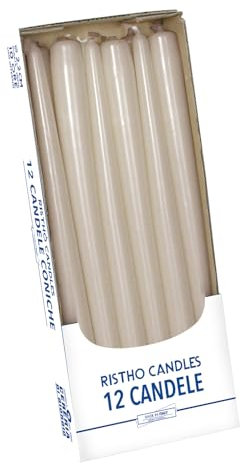 Candele Coniche, Avorio, Diametro 2.2 cm, Altezza 30 cm, 12 pezzi
