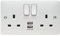 Hager WMSS82USB 'Sollysta' Switch Socket Outlet 13 Amp with 2 x USB Charging Points 2.4A