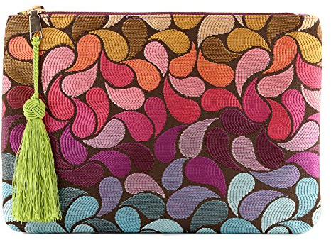 Otto Angelino Pochette di Design da Donna in tessuto con Nappina sulla Zip - Perfetta per organizzare la borsa, per trucchi, chiavi, pochette per la sera - Leggera e compatta, Mosaic Drop