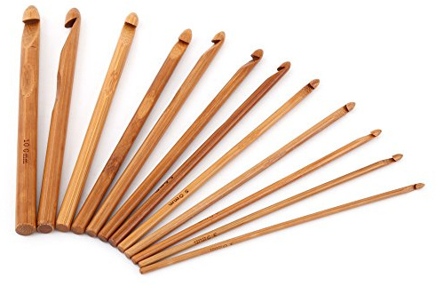 Set of 20 Pcs Bamboo Crochet Hooks Needles Knit Weave Craft Yarn Sewing Knitting Tools with Case