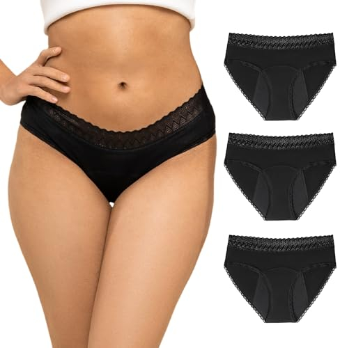 ZENAPHYR Culotte Menstruelle Underwear, Nero, XS (Pacco da 3) Donna