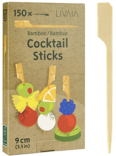 LIVAIA Bambus Spieße: 150x Fingerfood und Cocktail Sticks 9cm - Cocktailspieße für Gläser - Partypicker Holz - Holzspieße für Fingerfood