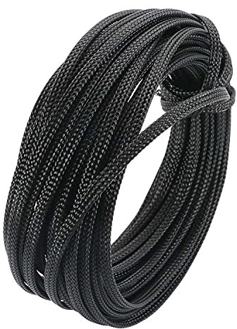 Heyiarbeit 10m/32.8ft PET Expandable Braid Cable Sleeving Flexible Wire Mesh Sleeve Black 4mm