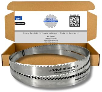 Bandsågsblad Uddeholm Sverigestål 2520 – 3 500 mm bredd 20 mm för trä (3450 mm x 20 mm x 0,5 mm ZT6 mm)