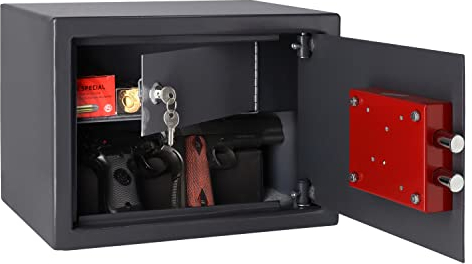 Brihard Pistol and Ammunition Safe with Key Lock, 25x35x25 cm, 20L Capacity, for Home and Car
