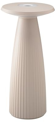 Sigor Nuflair - Dimmbare LED Akku-Tischlampe mit integrierter Blumenvase Indoor & Outdoor, IP54 spritzwassergeschützt, Höhe 24 cm, aufladbar mit Easy-Connect puk, 12 h Leuchtdauer, dünenbeige