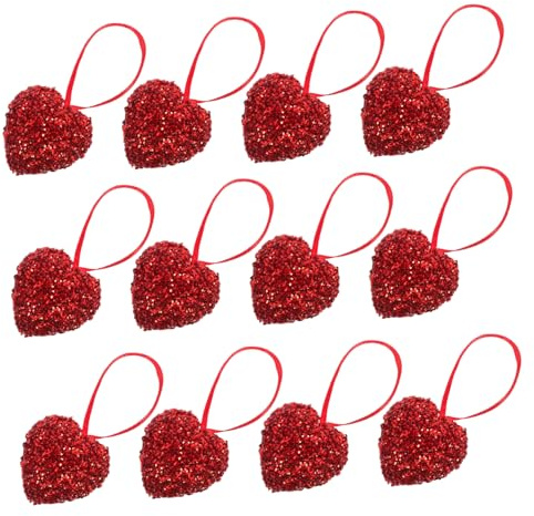 WOFASHPURET 12piezas Colgante Decorativo Love Forma de Corazón Lentejuelas Adorno Festivo para San Valentín