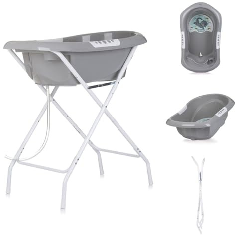 Chipolino Noemi - Soporte plegable para bañera (con compartimentos para desagüe), color gris