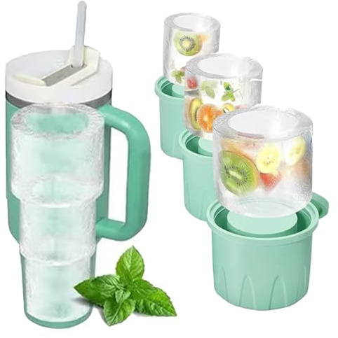 Isbitsform silikon för Stanley Cup, 3 stycken Ice Cube Bricka med lock för Stanley termokoppar, isbitsskål för kaffe cocktails whiskydrycker
