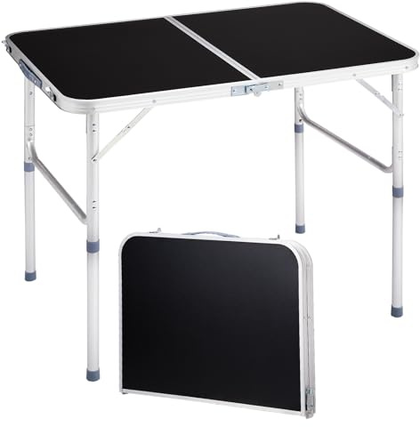 Outvita 3ft Portable Folding Camping Table Lightweight Suitcase Black