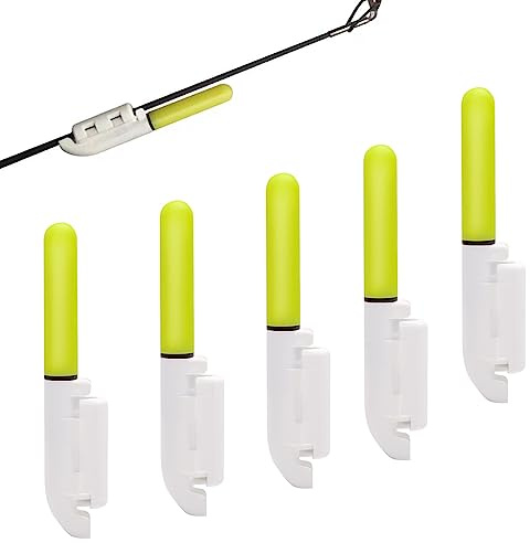 KMQRDZi Lot de 5 lumières de pêche de nuit - Bâton lumineux étanche avec boucle - Indicateur de touche LED - Accessoires de pêche - Pour la pêche de nuit, la pêche en mer - Vert