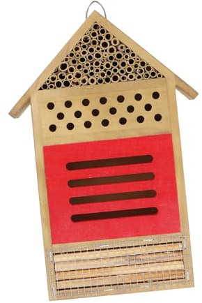 Hemobllo Casa de Madera para Abejas Solitarias Hotel Exterior Colgante para Jardín Refugio Natural para Insectos como Mariposas y Mariquitas Protección Resistente la Intemperie