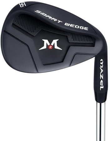 MAZEL Stainless Steel Golf Wedge 52 56 60 Degrees with QPQ Anti-Rust Finish, Premium Sand & Lob Wedges for Superior Spin and Control (Black, Stainless Steel, Regular, 56.0, Degrees, Right)