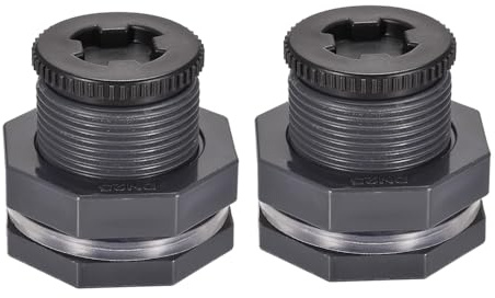 SENRISE 2 piezas de 2,5 cm, adaptador de conector de tanque de agua de PVC con enchufe para barriles de lluvia, espiga, acuarios, cubo de drenaje